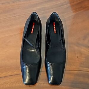 Prada, square toe, wedge maryjane flats size 39